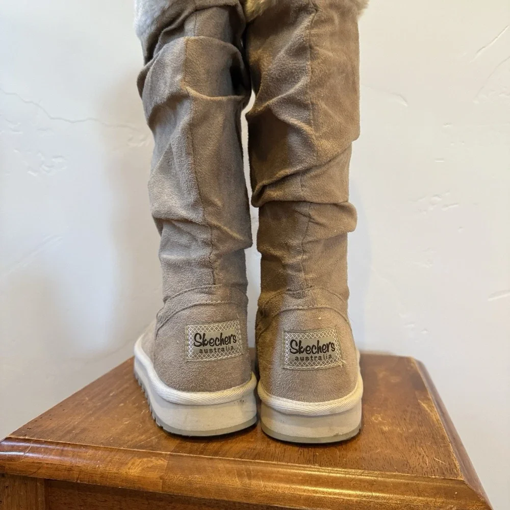 Womens Skechers Australia 9 Tan Pull On Slouch Mid Calf Boots Y2K  Faux Suede‎